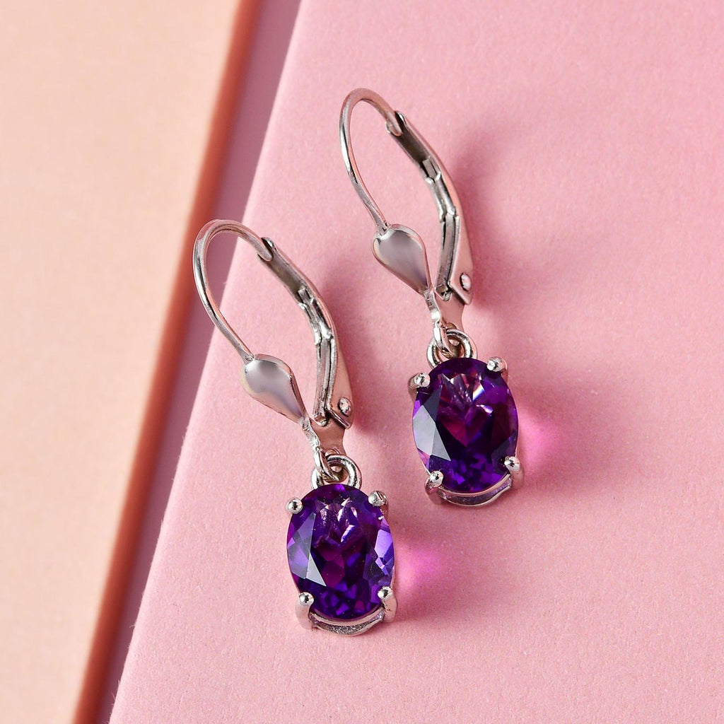 AAA Natürliche, marokkanische Amethyst-Ohrringe, 925 Silber platiniert ca. 2.29 ct