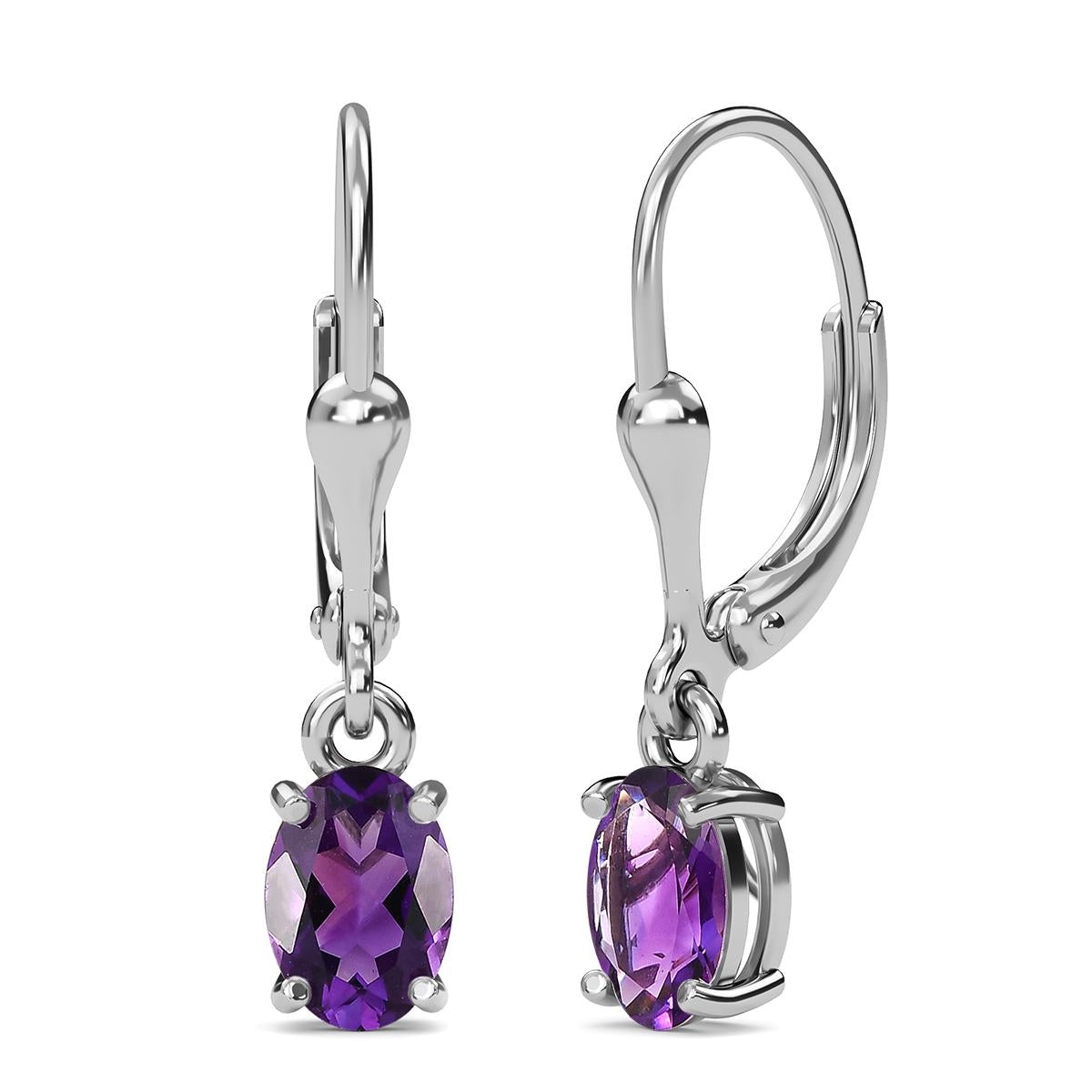 AAA Natürliche, marokkanische Amethyst-Ohrringe, 925 Silber platiniert ca. 2.29 ct