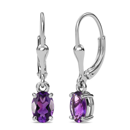 AAA Natürliche, marokkanische Amethyst-Ohrringe, 925 Silber platiniert ca. 2.29 ct