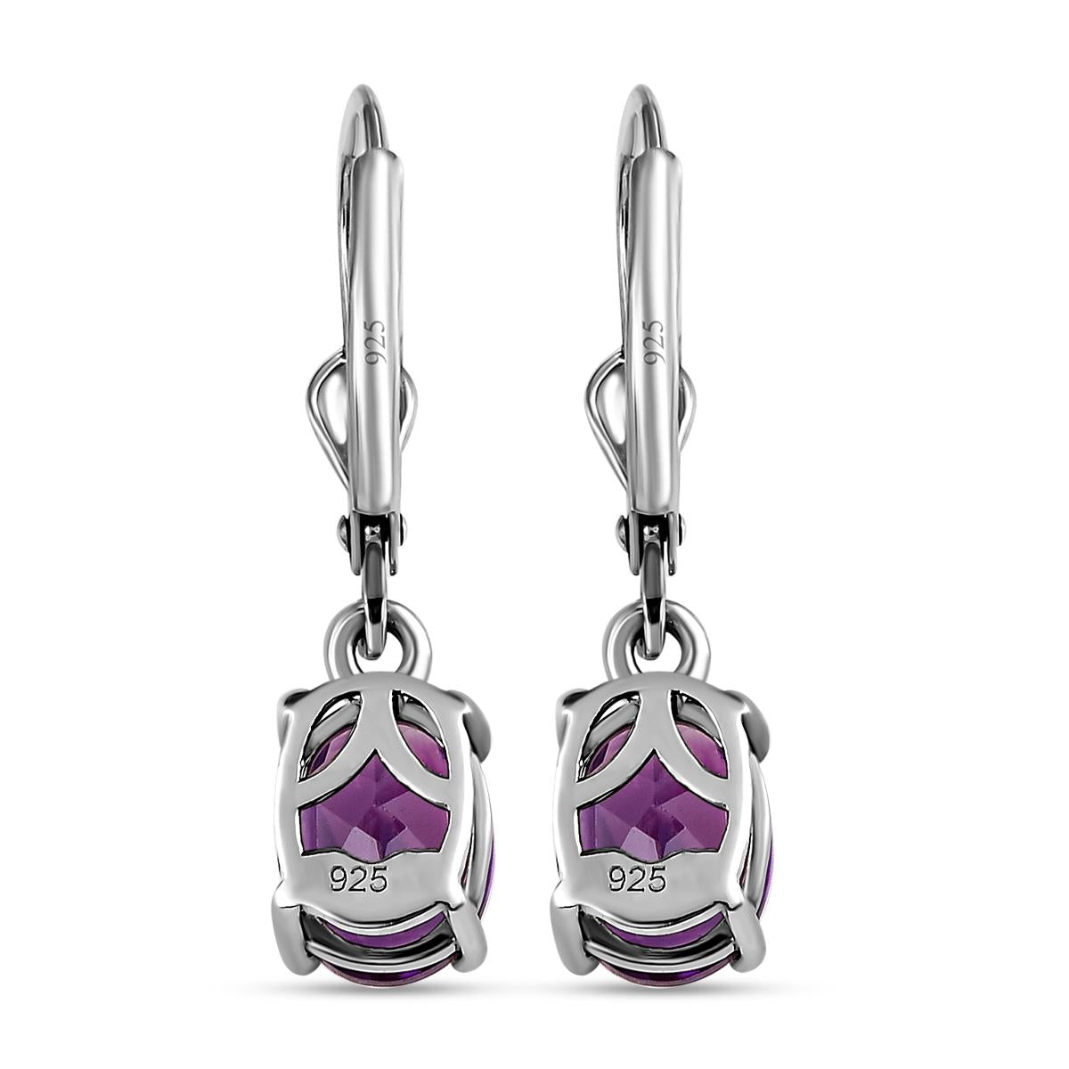 AAA Natürliche, marokkanische Amethyst-Ohrringe, 925 Silber platiniert ca. 2.29 ct