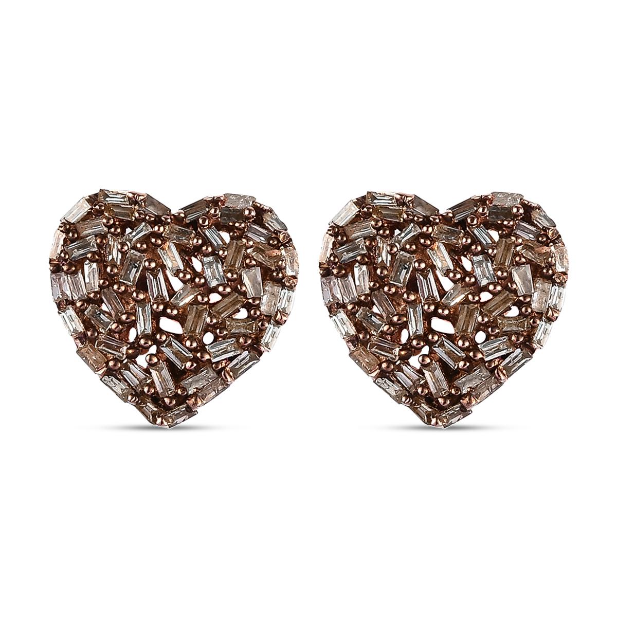 GP Amore-Kollektion - Natürliche Champagner Diamant-Ohrringe, 925 Silber Roségold Vermeil ca. 0.50 ct