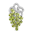 Natürlicher Peridot und Zirkon-Cluster-Anhänger, 925 Silber platiniert, 3,67 ct.
