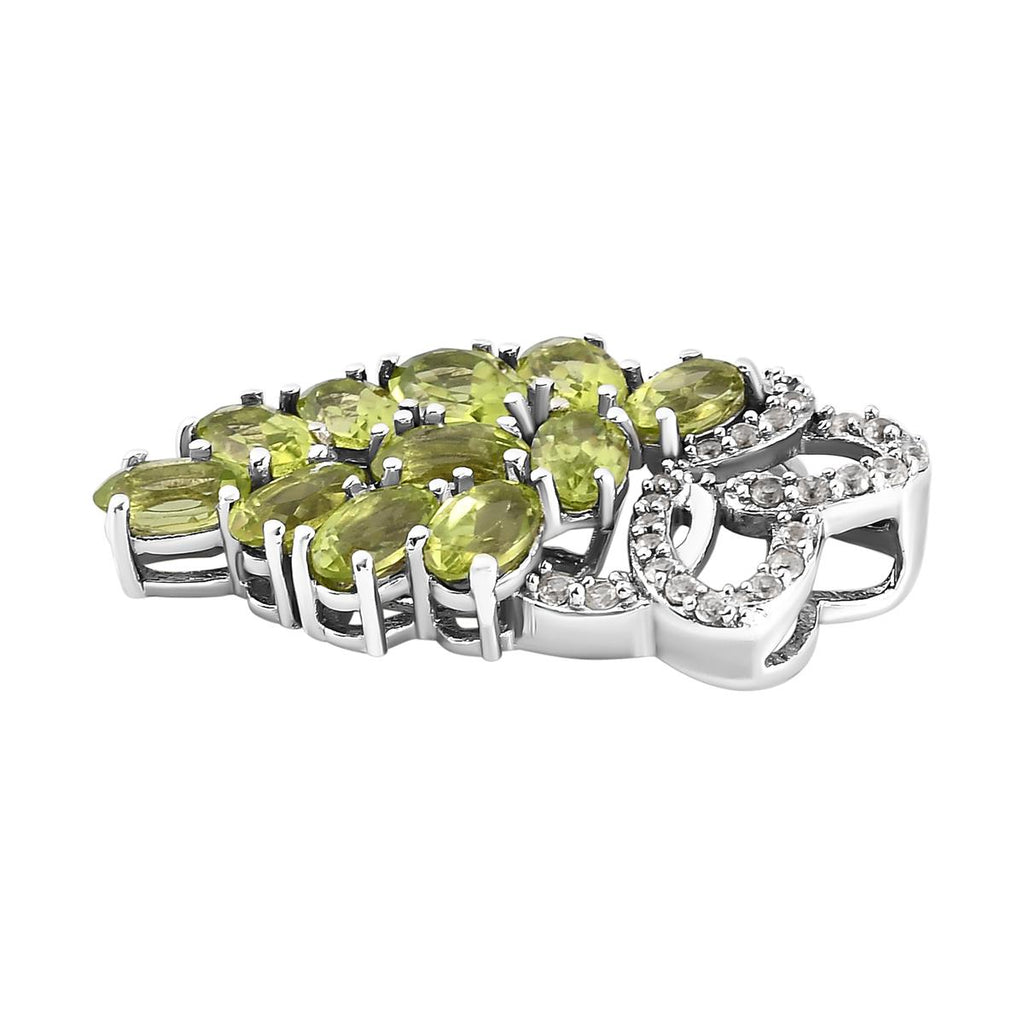 Natürlicher Peridot-Anhänger, 925 Silber platiniert ca. 3,67 ct