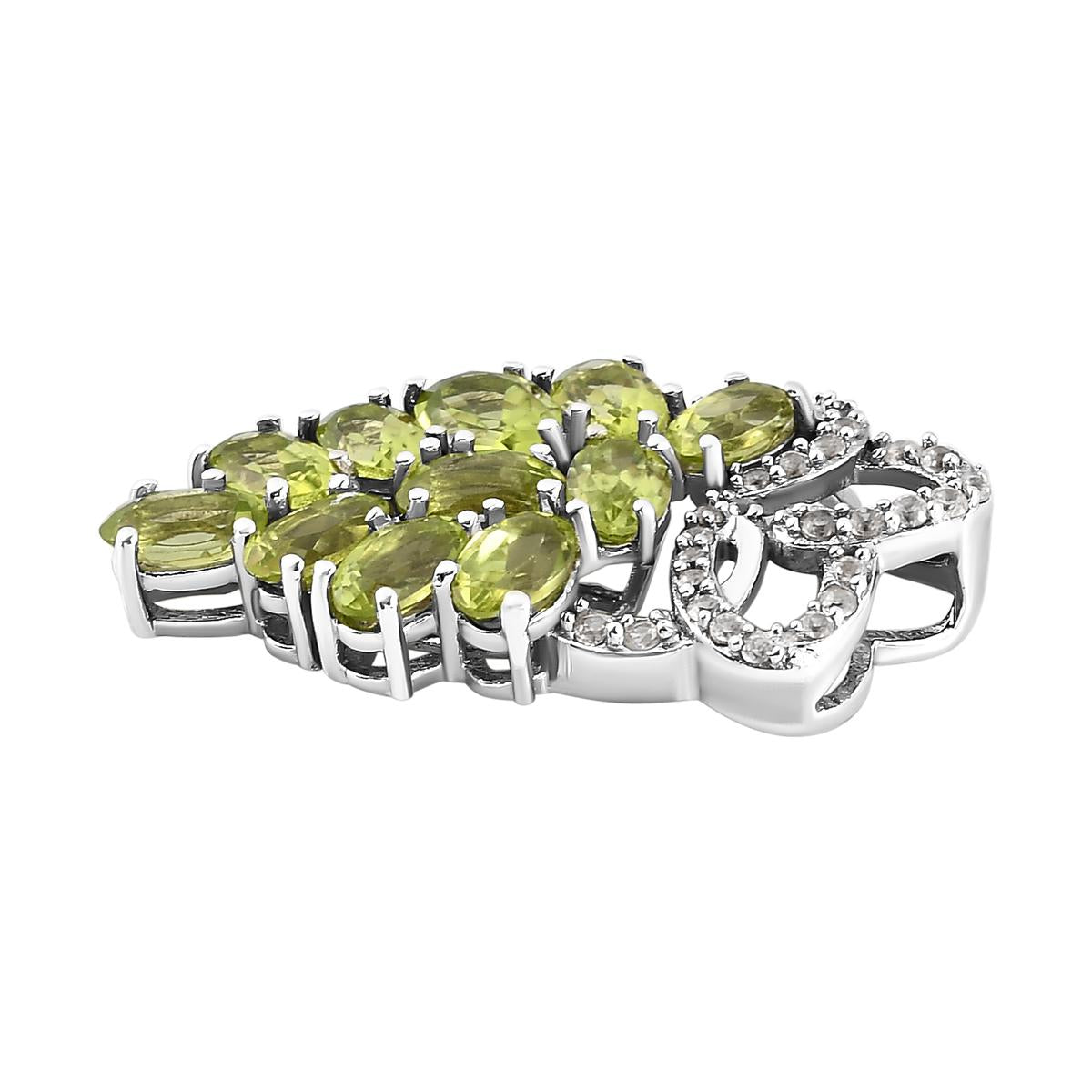 Natürlicher Peridot-Anhänger, 925 Silber platiniert ca. 3,67 ct