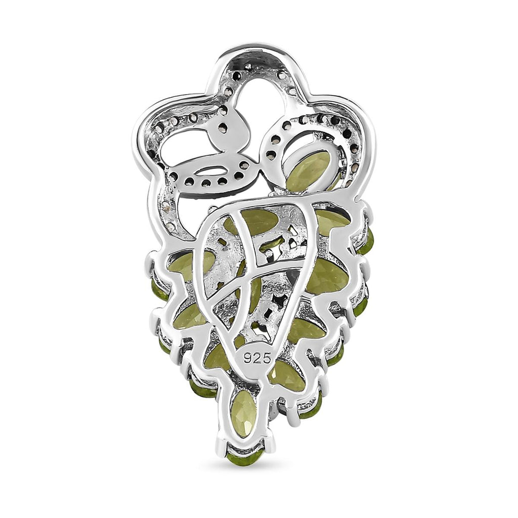 Natürlicher Peridot-Anhänger, 925 Silber platiniert ca. 3,67 ct
