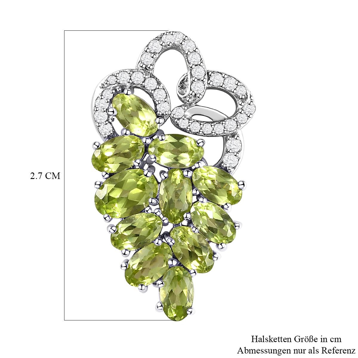 Natürlicher Peridot-Anhänger, 925 Silber platiniert ca. 3,67 ct