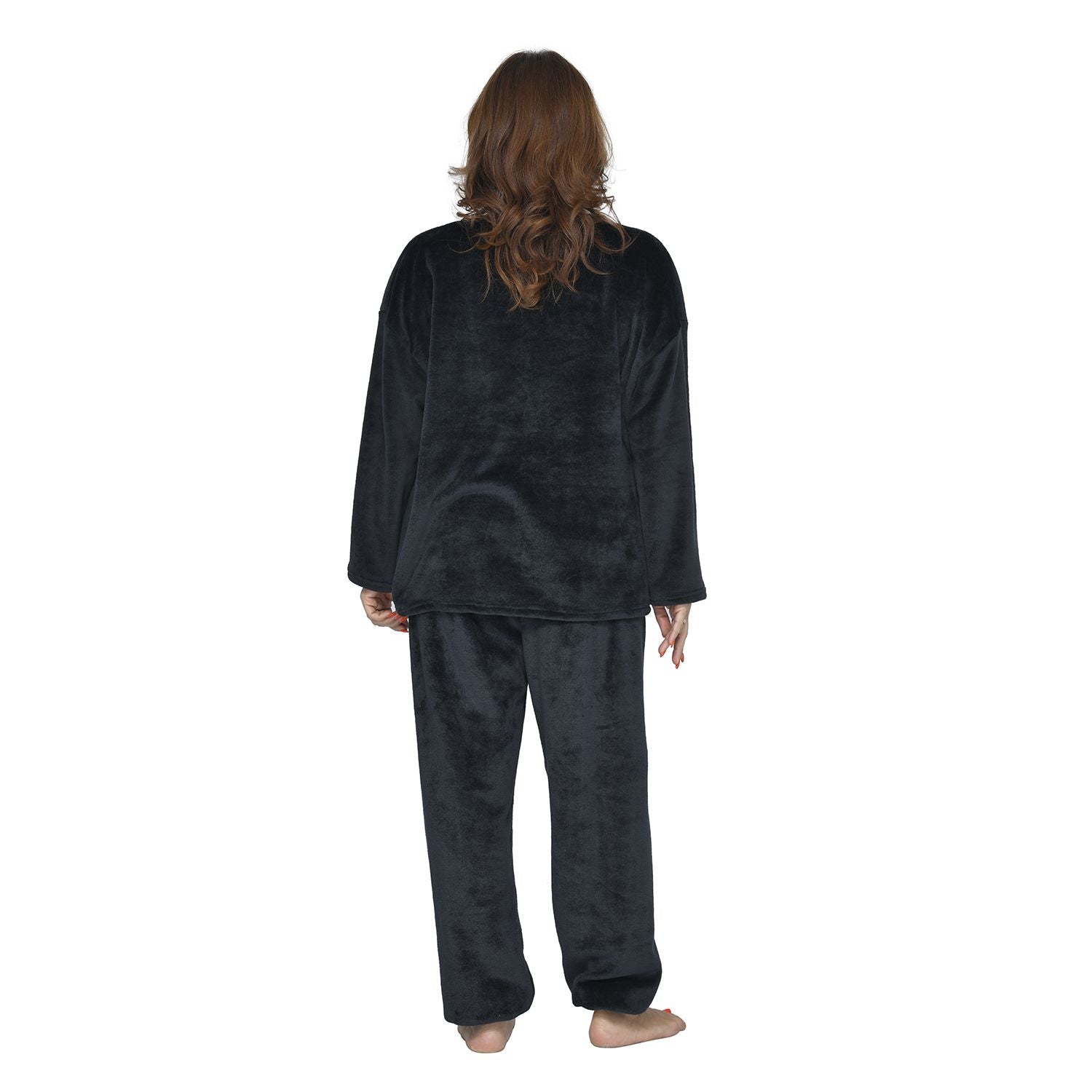 Flauschiger Hausanzug, One Size, Schwarz