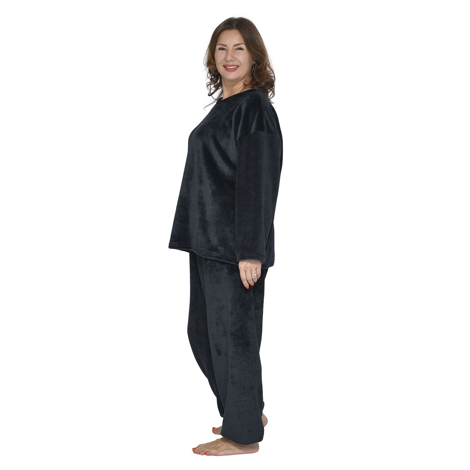 Flauschiger Hausanzug, One Size, Schwarz