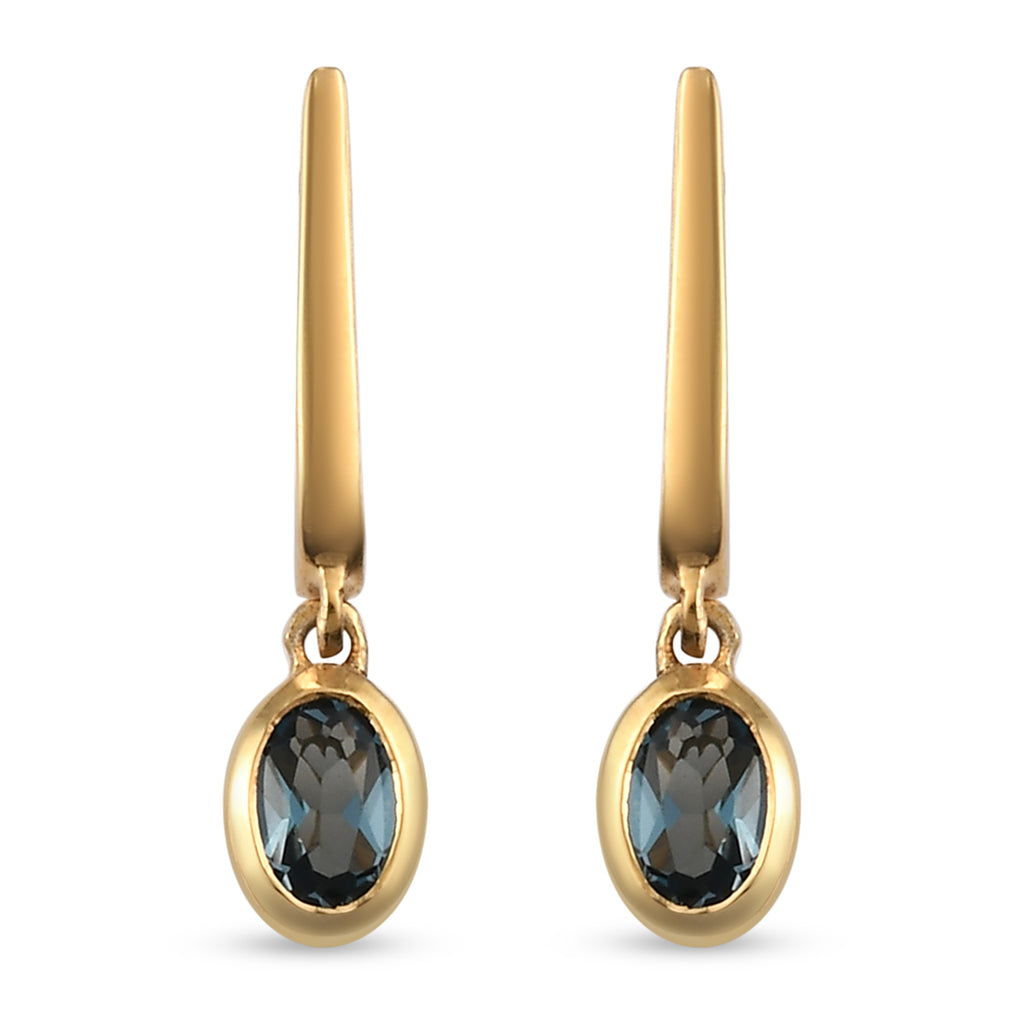 London Blau Topas Ohrringe, 925 Silber vergoldet ca. 1,02 ct