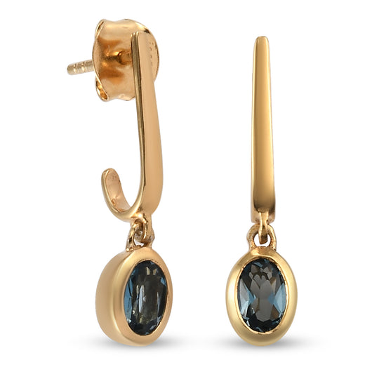 London Blau Topas Ohrringe, 925 Silber vergoldet ca. 1,02 ct