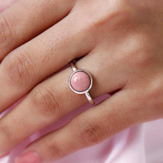 Oregon Pfirsich Opal-Ring, 925 Silber platiniert , ca. 1.40 ct