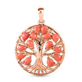 Oregon Pfirsich Opal-Baum-des-Lebens-Anhänger, 925 Silber rosévergoldet, 1,79 ct