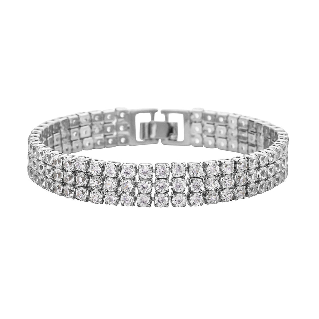 Weißes Kristall-Armband, ca. 19 cm, reines Messing