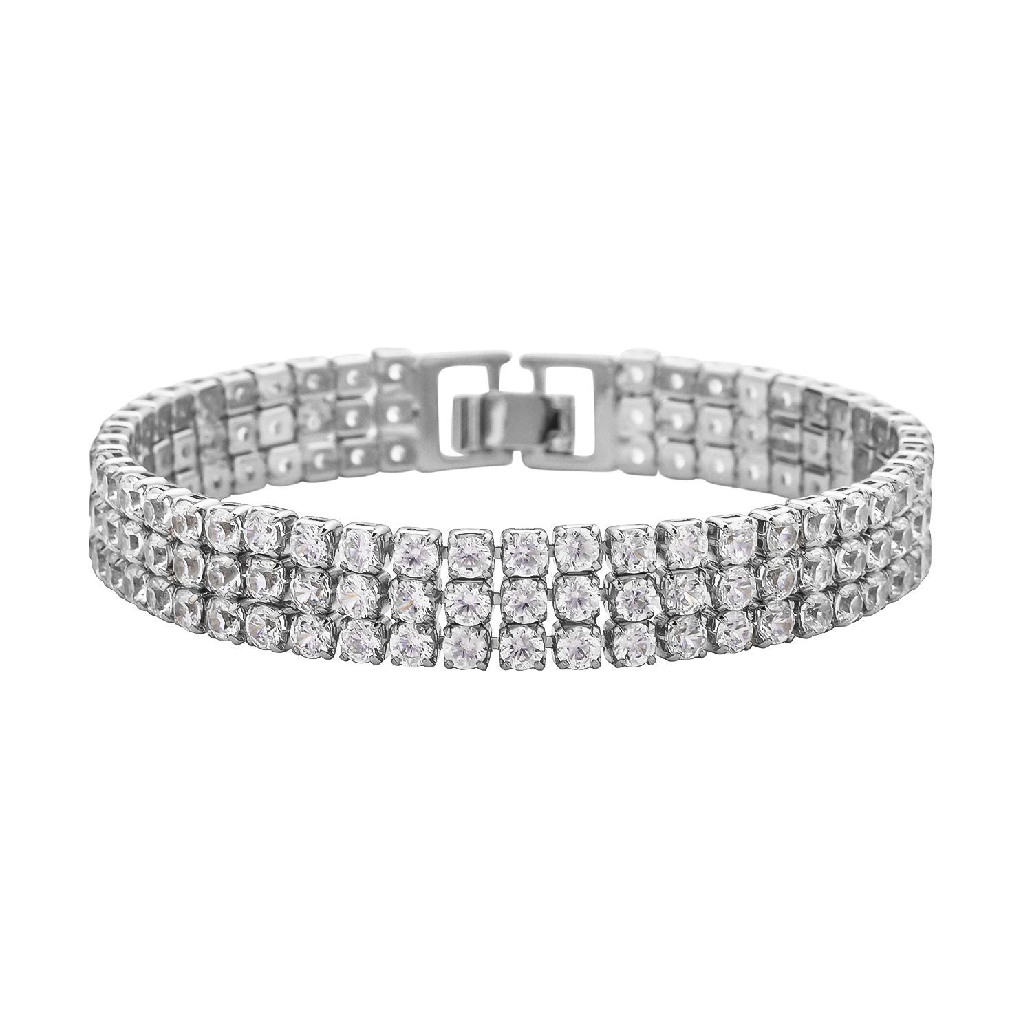 Weißes Kristall-Armband, ca. 19 cm, reines Messing