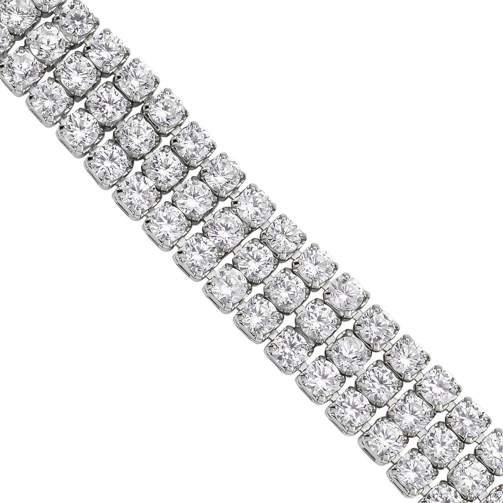 Weißes Kristall-Armband, ca. 19 cm, reines Messing