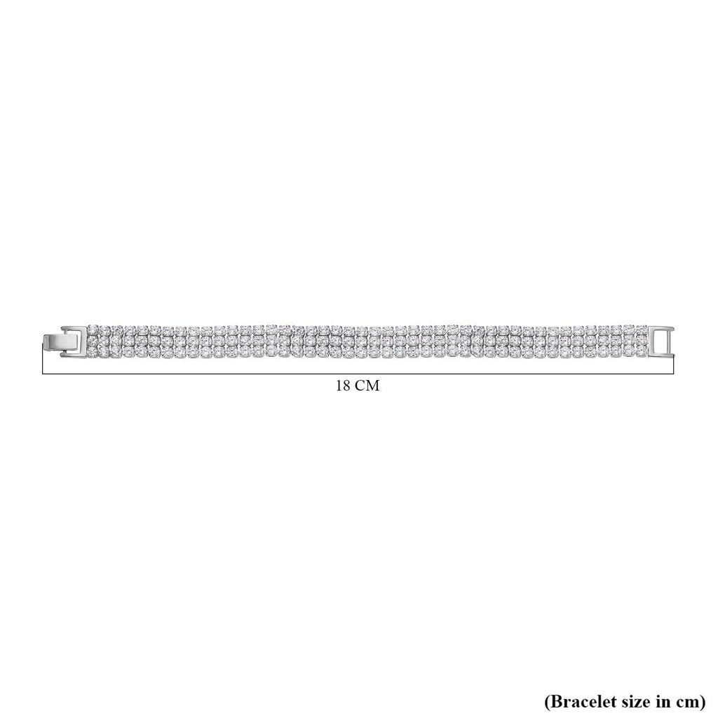 Weißes Kristall-Armband, ca. 19 cm, reines Messing