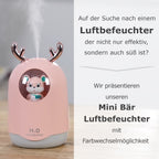 USB-Mini-Bären-Luftbefeuchter mit farbwechselndem Umgebungslicht, rosa