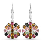 Natürliche mehrfarbige Turmalin Ohrringe, 925 Silber platiniert ca. 6,23 ct