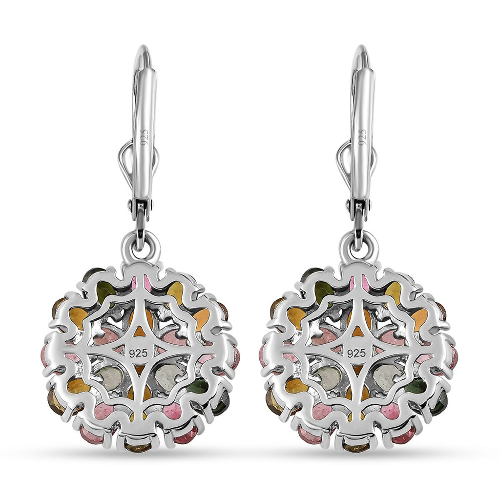 Natürliche mehrfarbige Turmalin Ohrringe, 925 Silber platiniert ca. 6,23 ct