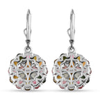 Natürliche mehrfarbige Turmalin Ohrringe, 925 Silber platiniert ca. 6,23 ct