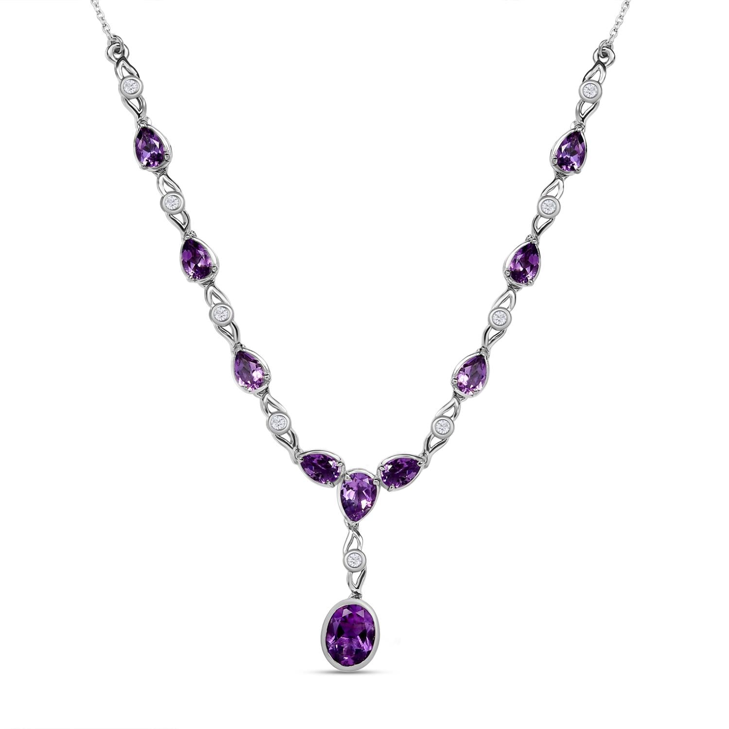 Natürliches, marokkanisches Amethyst Collier, ca. 45 cm, 925 Silber platiniert ca. 5.58 ct