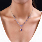 Natürliches, marokkanisches Amethyst Collier, ca. 45 cm, 925 Silber platiniert ca. 5.58 ct