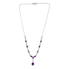 Natürliches, marokkanisches Amethyst Collier, ca. 45 cm, 925 Silber platiniert ca. 5.58 ct