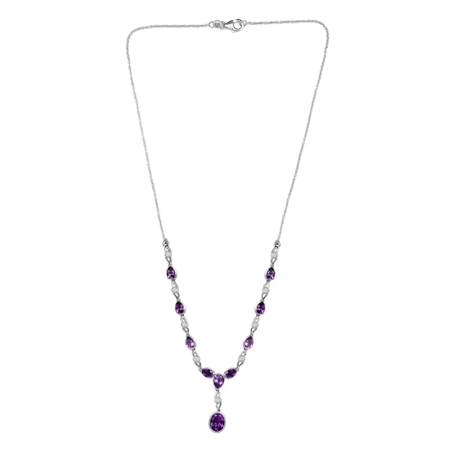 Natürliches, marokkanisches Amethyst Collier, ca. 45 cm, 925 Silber platiniert ca. 5.58 ct