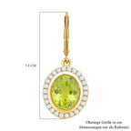 Natürlicher Peridot und weiße Zirkon Ohrringe, 925 Silber Gelbgold Vermeil ca. 8,48 ct