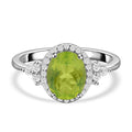 Natürlicher Peridot und weißer Zirkon Ring. 925 Silber rhodiniert ca. (Größe 17.00) ca. 3.15 ct