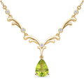 Natürliche Peridot und Zirkon-Halskette, 925 Silber Gelbgold Vermeil, 2,81 ct.