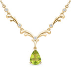 Natürliches Peridot und weißes Zirkon Collier, ca. 45 cm, 925 Silber Gelbgold Vermeil ca. 2.81 ct
