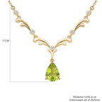Natürliches Peridot und weißes Zirkon Collier, ca. 45 cm, 925 Silber Gelbgold Vermeil ca. 2.81 ct