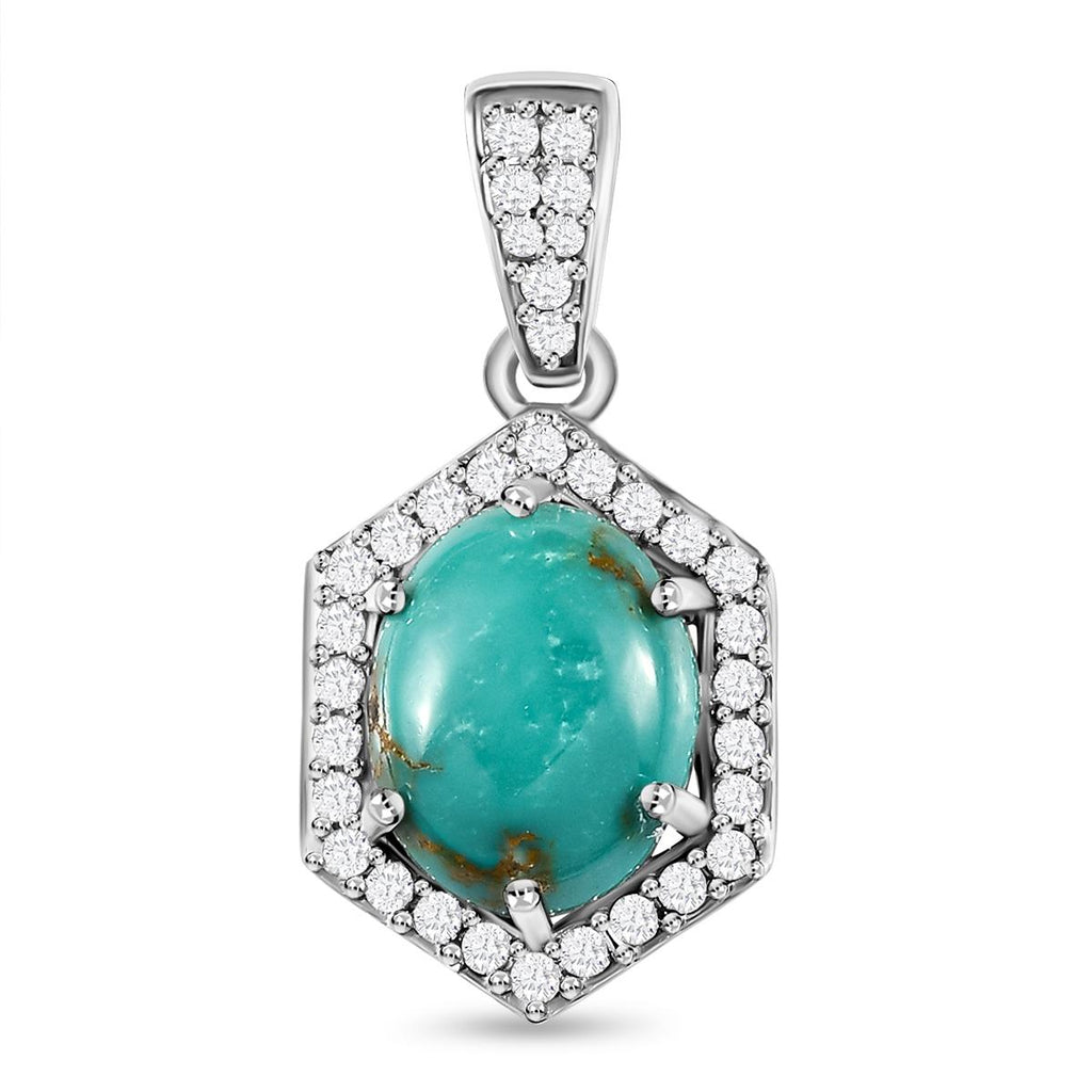 Sierra Nevada Türkis und weißer Zirkon-Anhänger, 925 Silber platiniert ca. 2,90 ct