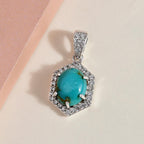 Sierra Nevada Türkis und weißer Zirkon-Anhänger, 925 Silber platiniert ca. 2,90 ct