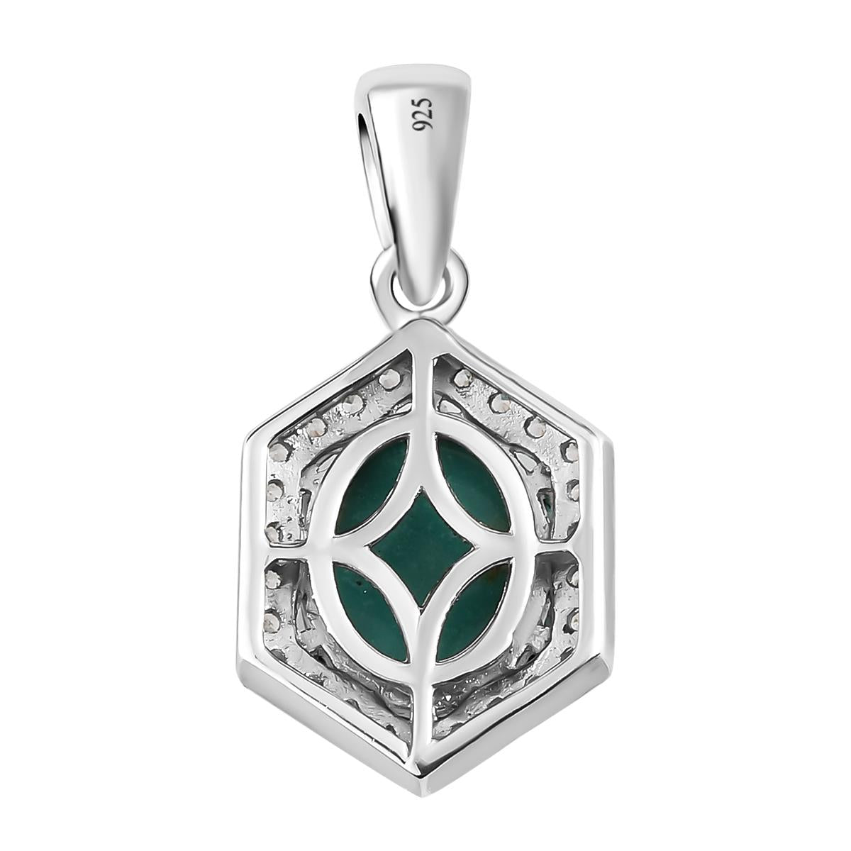 Sierra Nevada Türkis und weißer Zirkon-Anhänger, 925 Silber platiniert ca. 2,90 ct