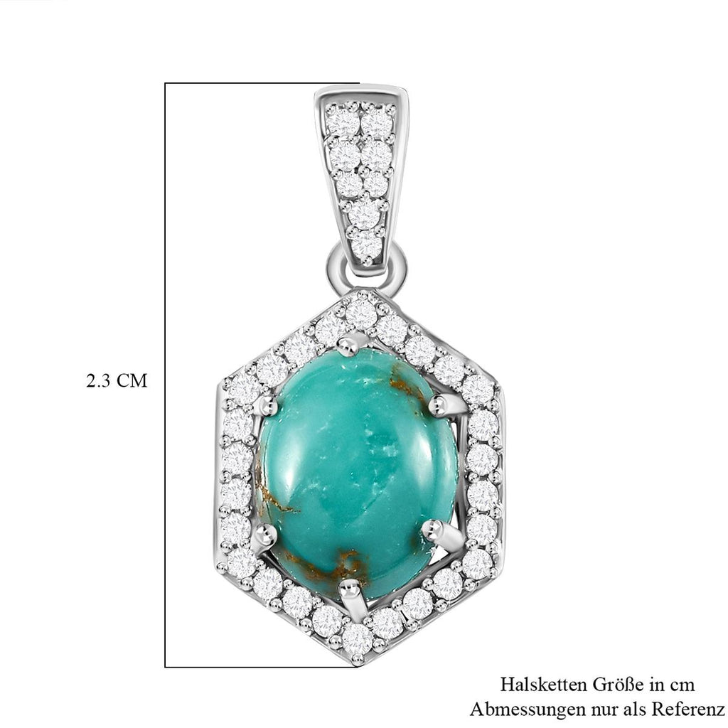 Sierra Nevada Türkis und weißer Zirkon-Anhänger, 925 Silber platiniert ca. 2,90 ct
