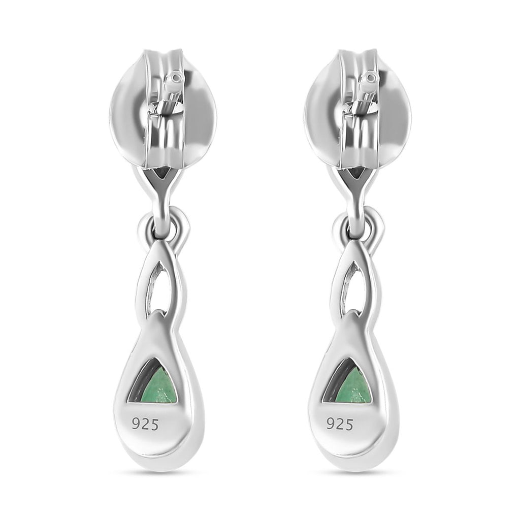 Kagem sambische Smaragd und weiße Zirkon-Ohrringe, 925 Silber platiniert ca. 0.45 ct