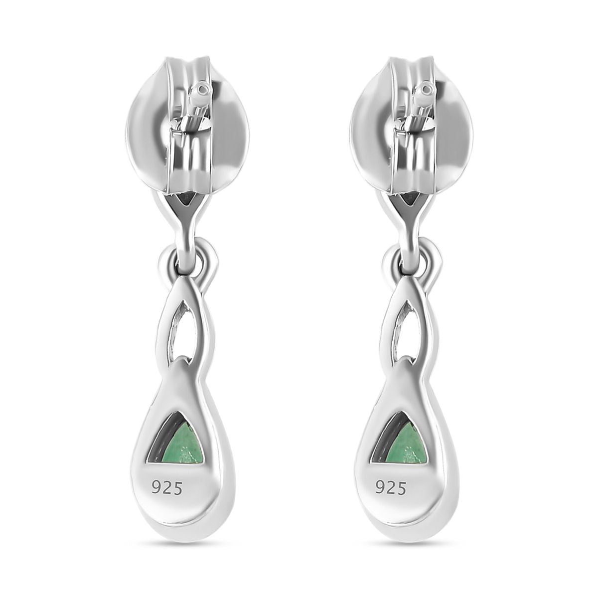 Kagem sambische Smaragd und weiße Zirkon-Ohrringe, 925 Silber platiniert ca. 0.45 ct