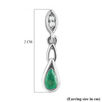 Kagem sambische Smaragd und weiße Zirkon-Ohrringe, 925 Silber platiniert ca. 0.45 ct
