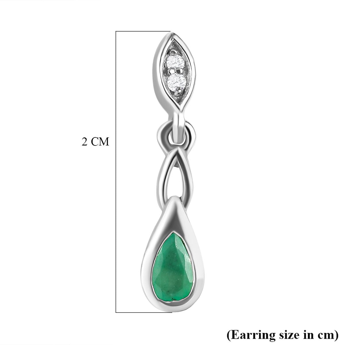 Kagem sambische Smaragd und weiße Zirkon-Ohrringe, 925 Silber platiniert ca. 0.45 ct