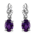 Natürliche, marokkanische Amethyst und Zirkon-Ohrhänger, 925 Silber platiniert, 1,57 ct.
