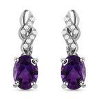 Natürliche, marokkanische Amethyst und weiße Zirkon-Ohrringe, 925 Silber platiniert ca. 1,57 ct
