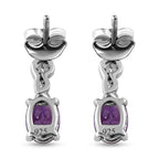Natürliche, marokkanische Amethyst und weiße Zirkon-Ohrringe, 925 Silber platiniert ca. 1,57 ct