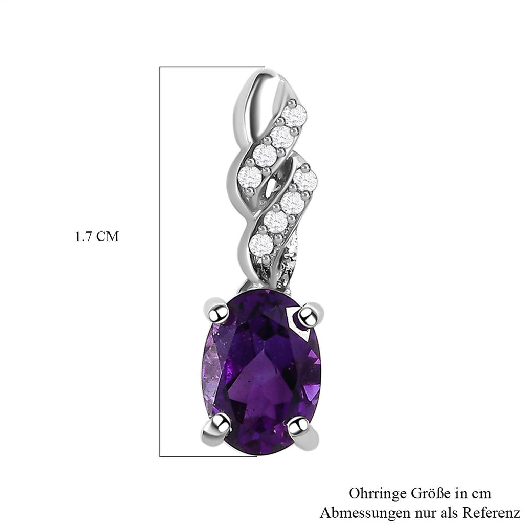 Natürliche, marokkanische Amethyst und weiße Zirkon-Ohrringe, 925 Silber platiniert ca. 1,57 ct