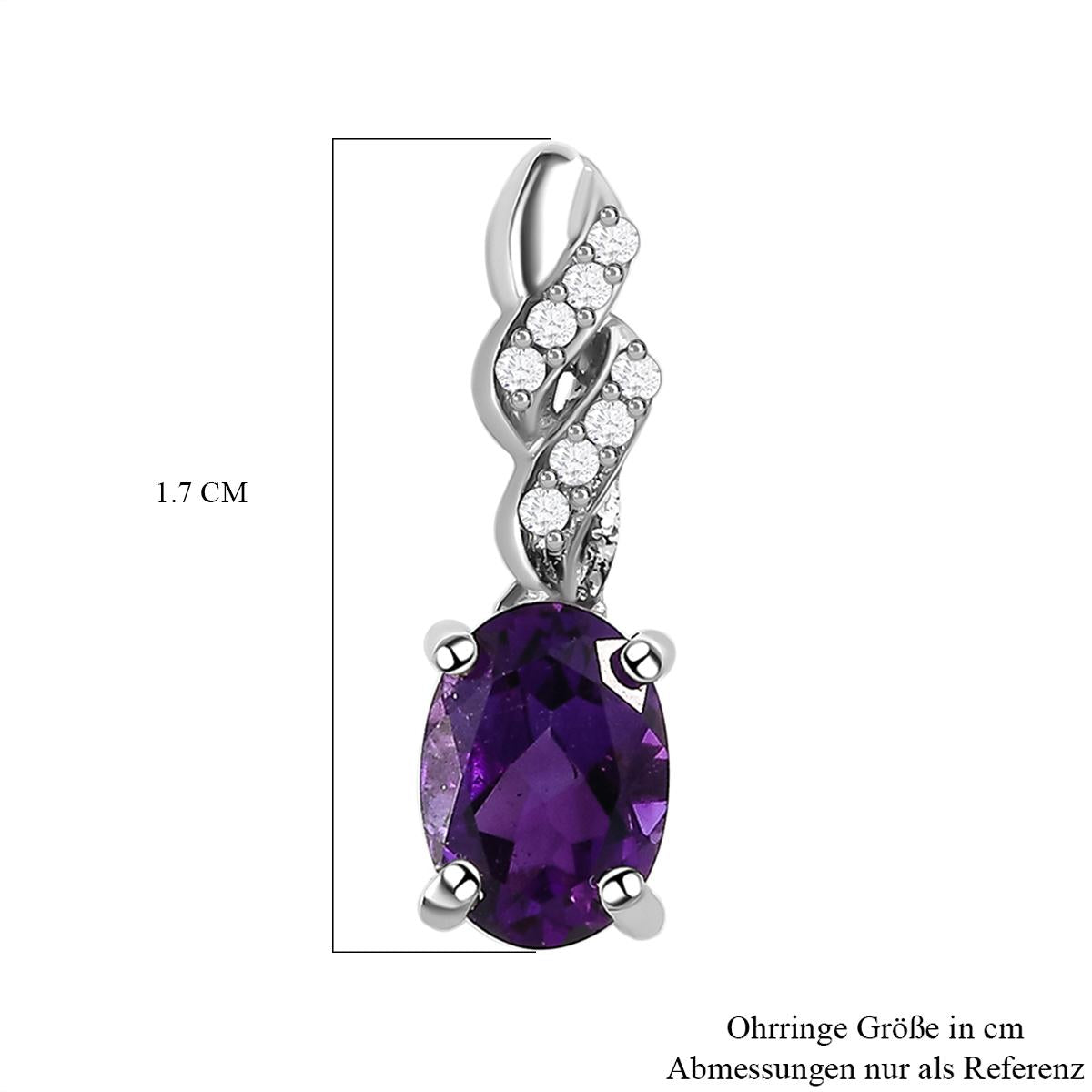 Natürliche, marokkanische Amethyst und weiße Zirkon-Ohrringe, 925 Silber platiniert ca. 1,57 ct
