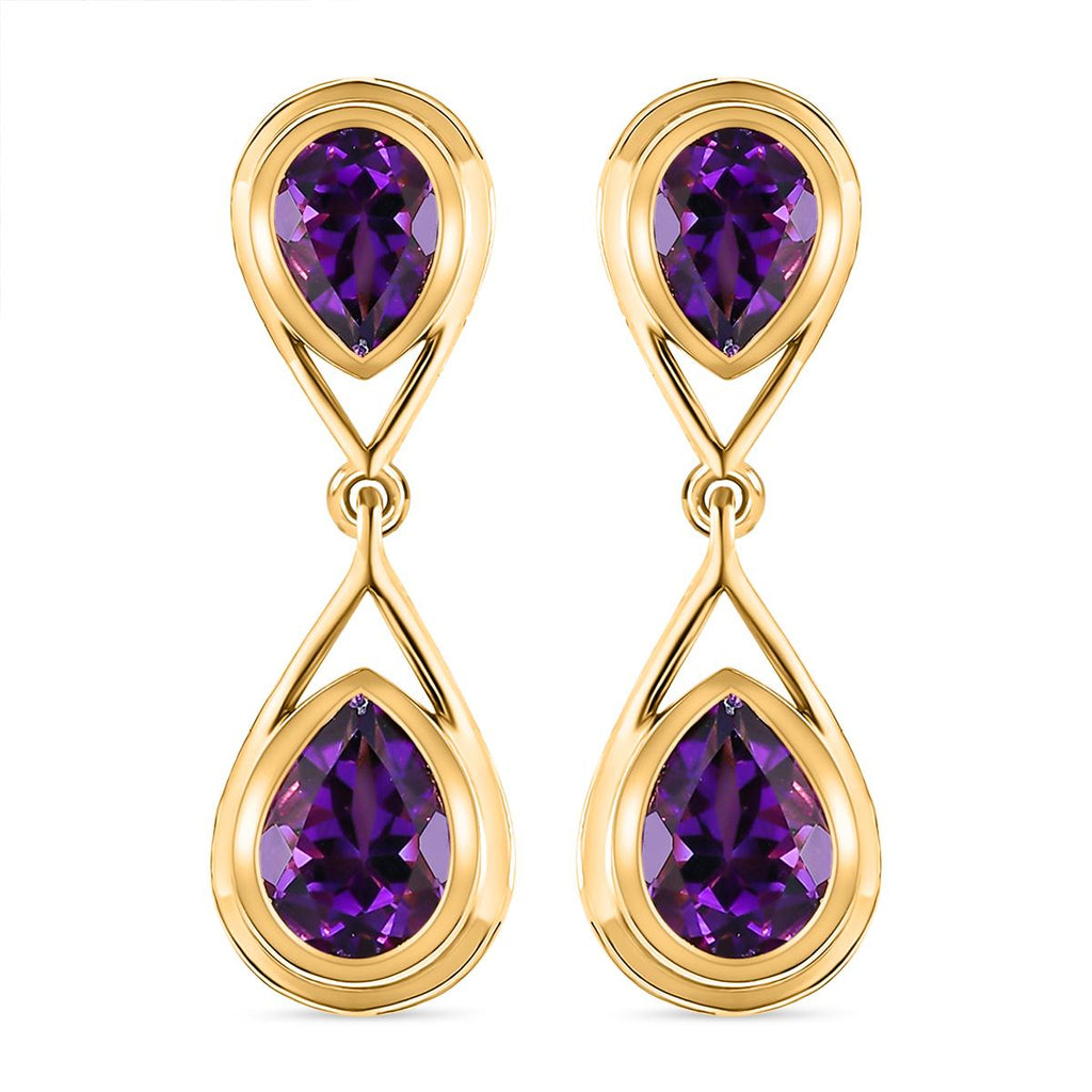 Natürliche, marokkanische Amethyst Ohrringe, 925 Silber vergoldet ca. 3.40 ct