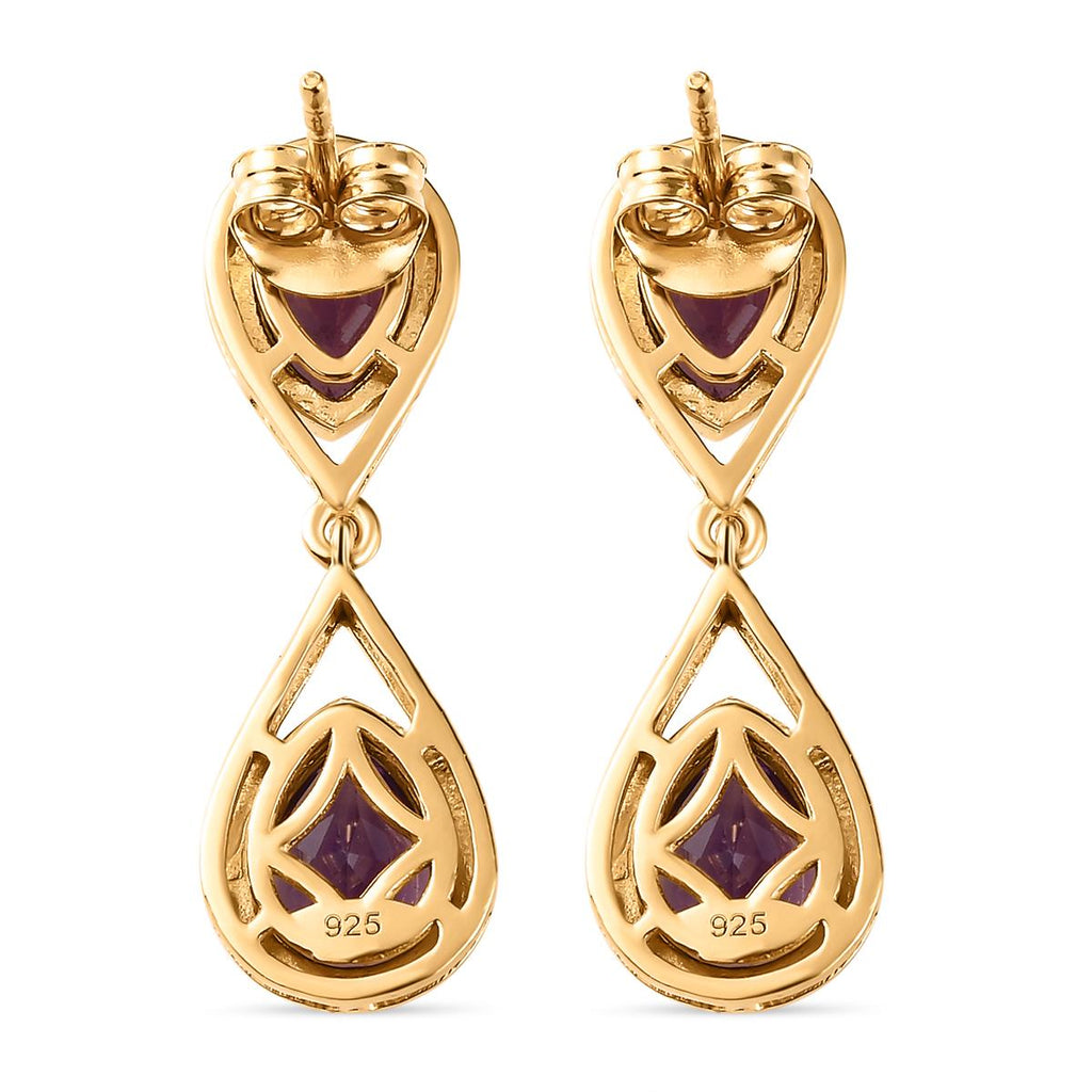 Natürliche, marokkanische Amethyst Ohrringe, 925 Silber vergoldet ca. 3.40 ct