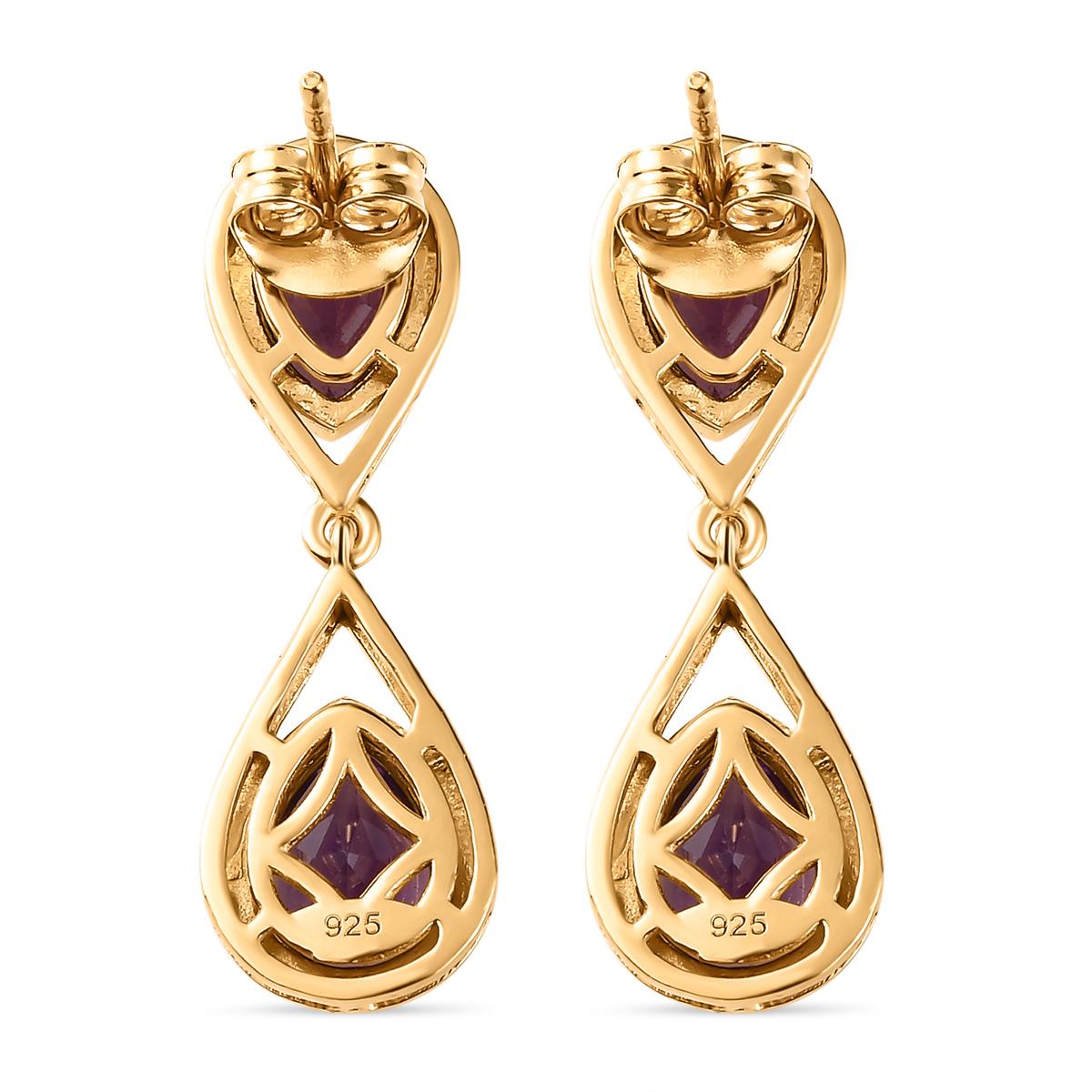 Natürliche, marokkanische Amethyst Ohrringe, 925 Silber vergoldet ca. 3.40 ct