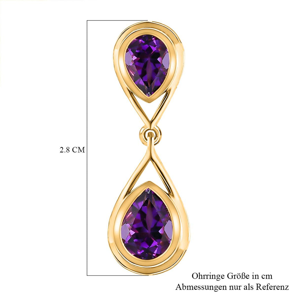 Natürliche, marokkanische Amethyst Ohrringe, 925 Silber vergoldet ca. 3.40 ct